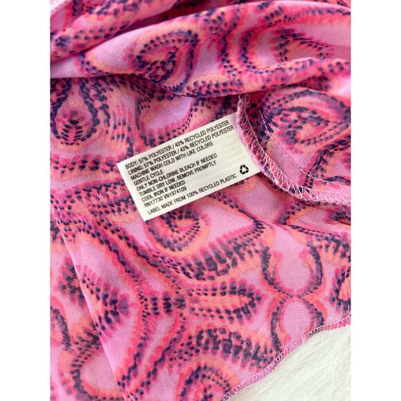 NWT Wild Fable Pink Geometric Print Tie Front Long Sleeve Chiffon Top Size Small - Picture 11 of 14